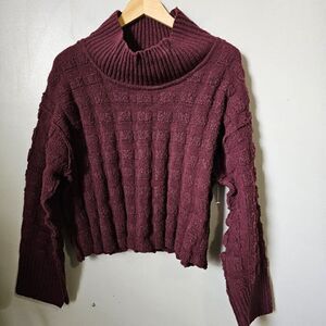 NEW W/O TAG WE THE FREE BOXY SEMI CROPPED MOCK NECK PULLOVER SWEATER SIZE XS